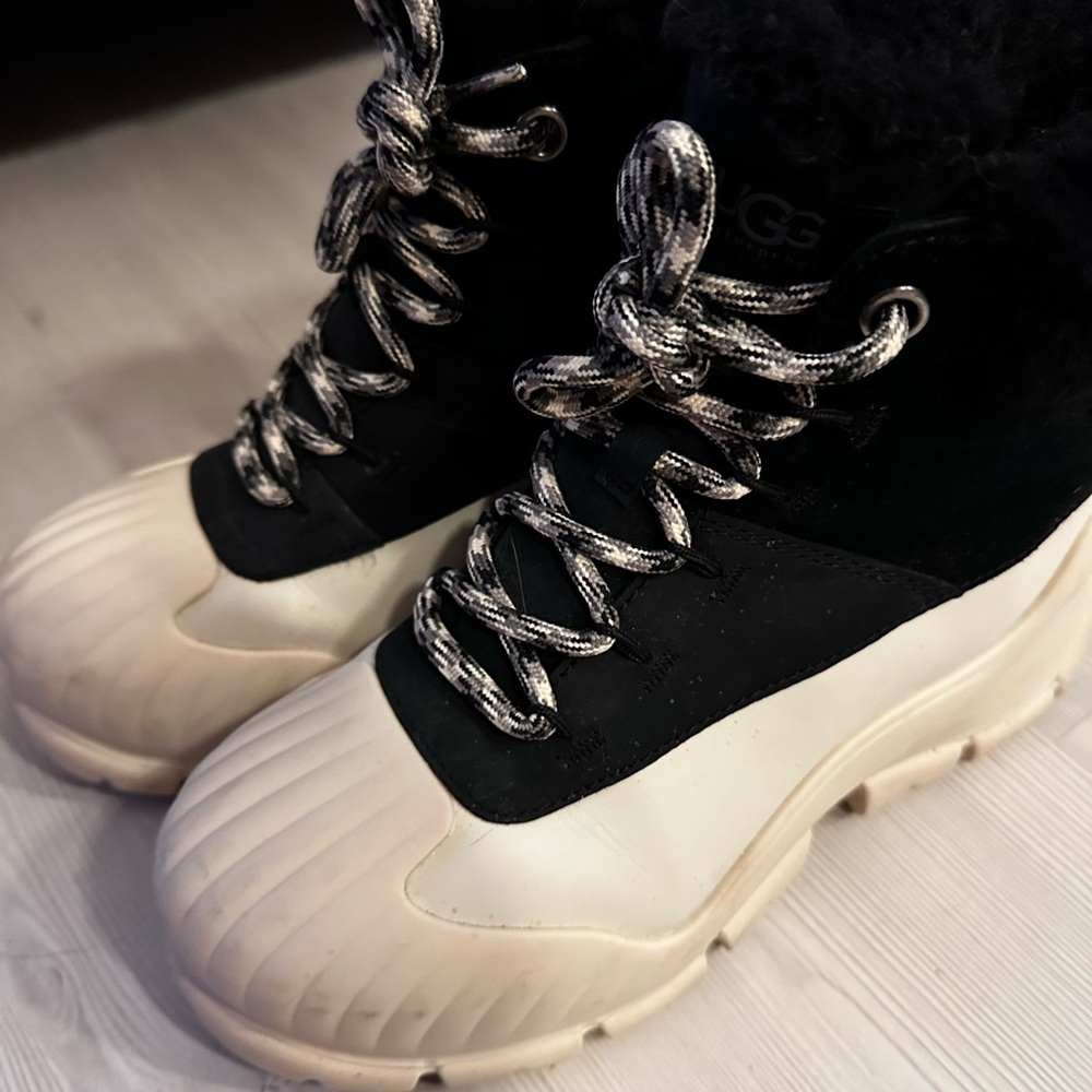 UGG Black and Cream Winter Boots